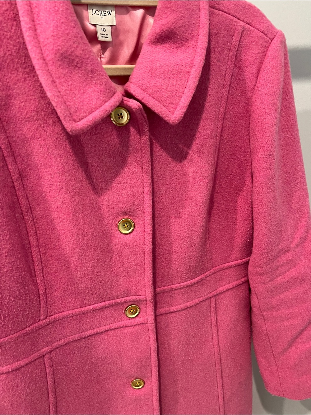 J. Crew Pink Wool-Blend Single-Breasted Pea Coat - Picture 4 of 4